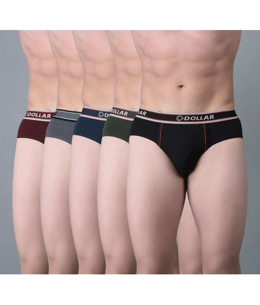     			Pack of 5 Dollar Bigboss Assorted Solid Cotton Blend Men Brief