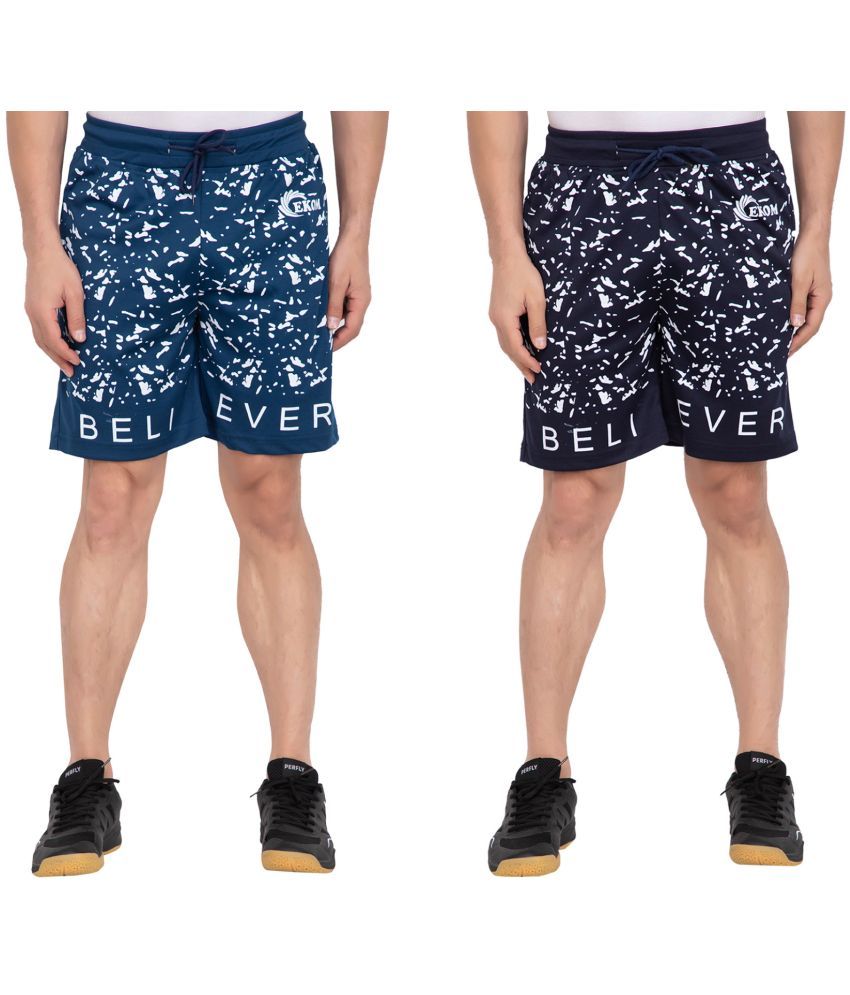     			EKOM Multi Blended Men's Shorts ( Pack of 2 )