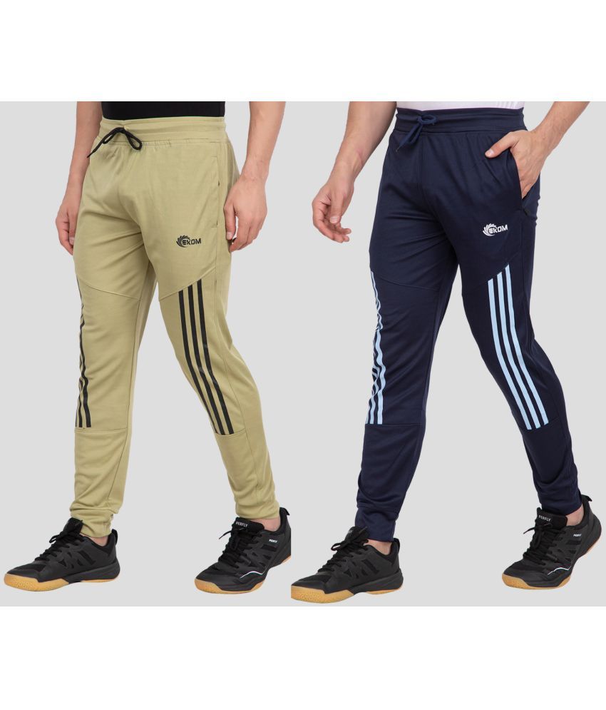     			EKOM Multicolor Lycra Men's Trackpants ( Pack of 2 )