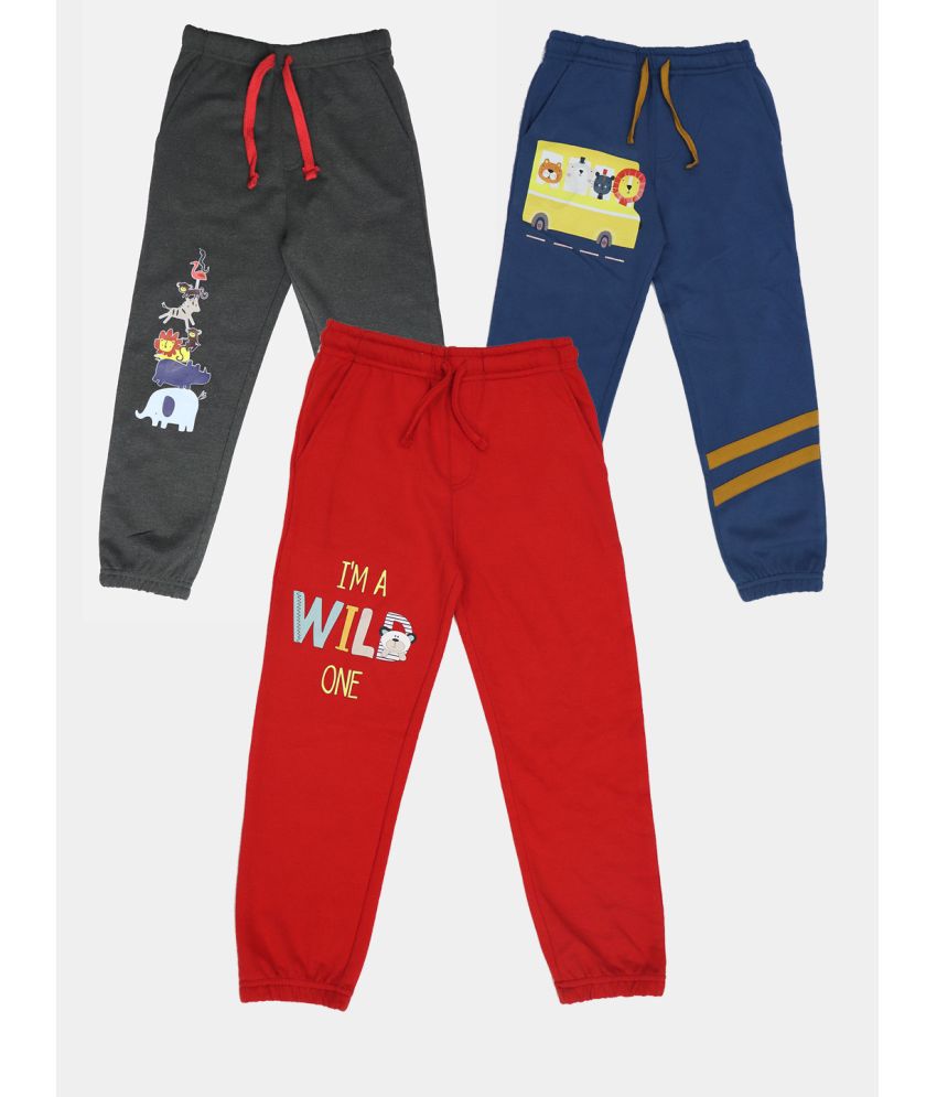     			HARBOR N BAY Red Cotton Blend Boys Trackpant ( Pack of 3 )