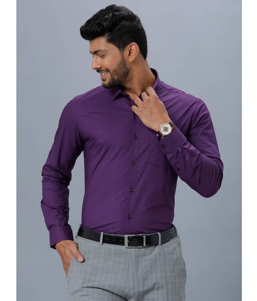     			Ramraj cotton Cotton Blend Slim Fit Solids Full Sleeves Men's Casual Shirt - Purple ( Pack of 1 )