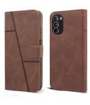 Shining Stars Brown Flip Cover Artificial Leather Compatible For Motorola Moto G82 5G ( Pack of 1 )