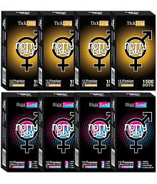 NottyBoy Combo Pack 4 IN 1, 1500 Extra Dots, Ribbed, Contour, Long Time Condoms For Men - 80 Units