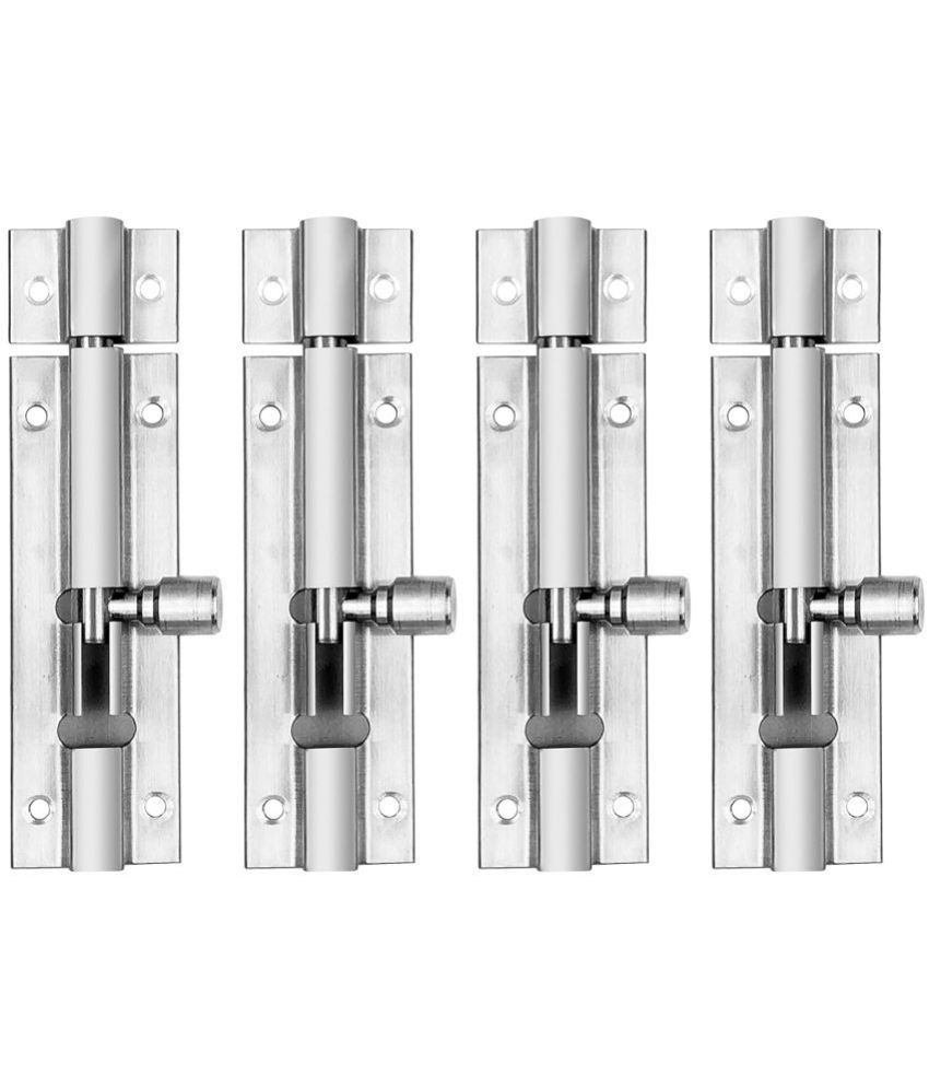     			Atlantic Morden Plain Tower Bolt Window Chitkani | Door Latch Lock 4 inch for Home and Offices Doors and Windows Tower Bolt, Durable (Stainless Steel, Two Tone Silver, Pack of 4 Piece)