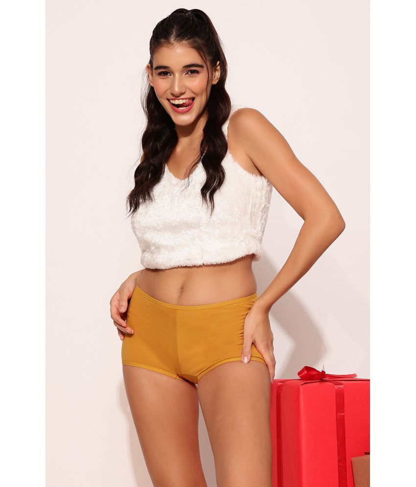     			Clovia Cotton Solid Women's Boy Shorts ( Yellow )