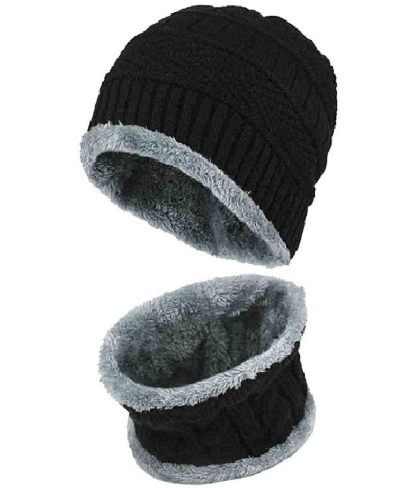     			NAMRA Black Woollen Women's Cap ( Pack of 1 )