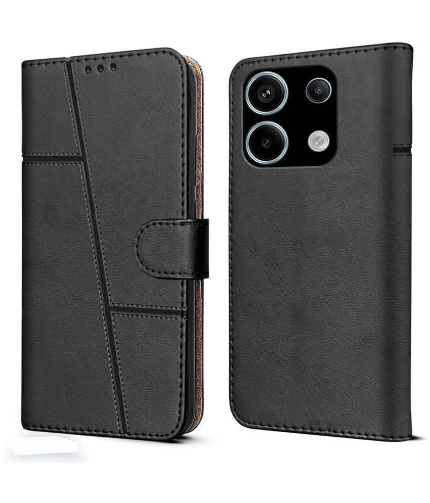     			Shining Stars Black Flip Cover Artificial Leather Compatible For Xiaomi Redmi Note 13 5G ( Pack of 1 )