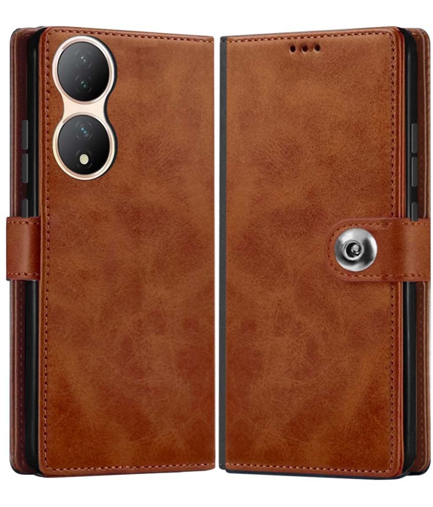     			NBOX Brown Flip Cover Leather Compatible For Vivo Y100 ( Pack of 1 )