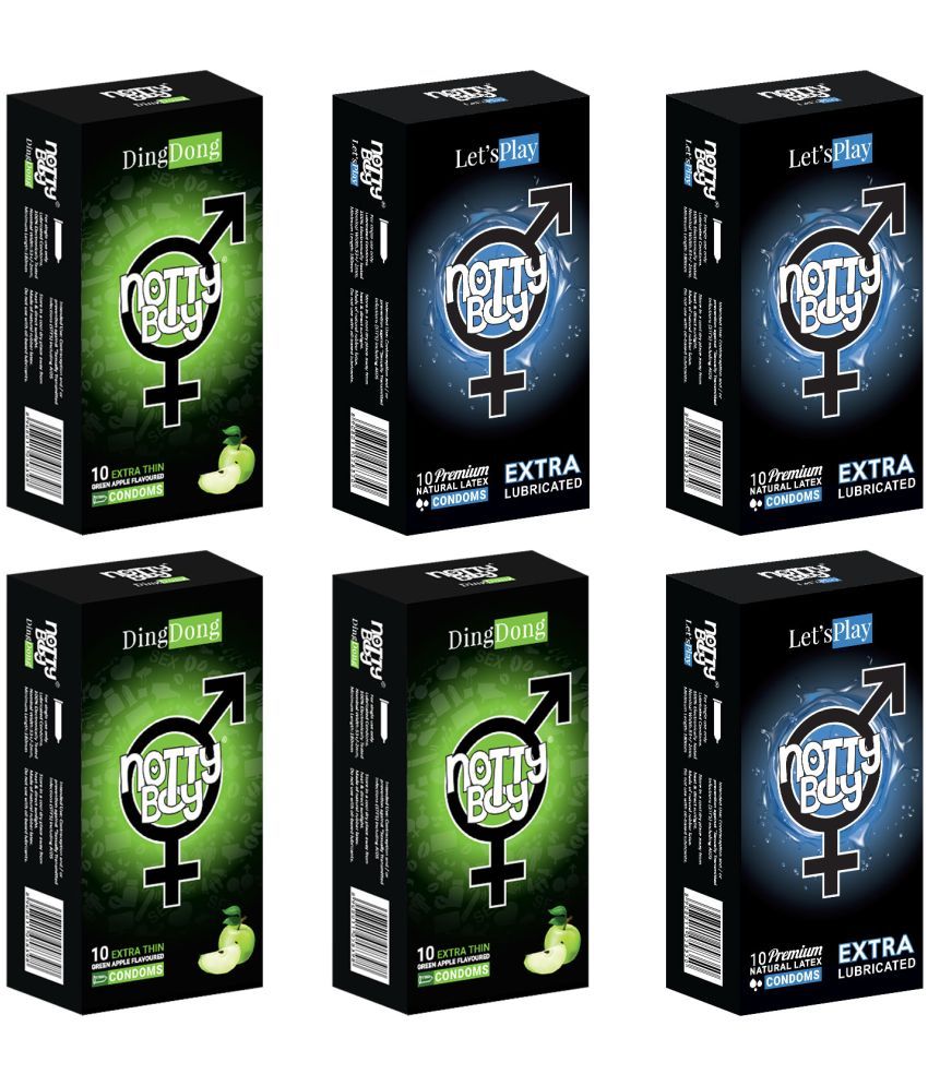     			NottyBoy Extra Lubricated and Fruit Flavour, Ultra Thin Combo Pack Condoms - 60 Units