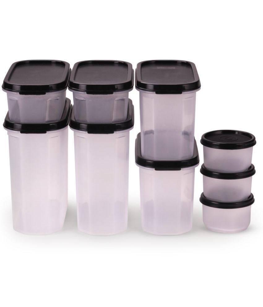     			Oliveware Polyproplene Black Dal Container ( Set of 9 )