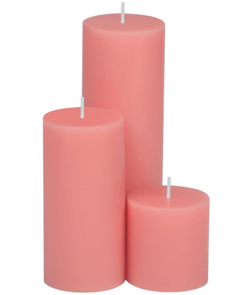     			Parkash Candles Pink Unscented Pillar Candle 14 cm ( Pack of 3 )