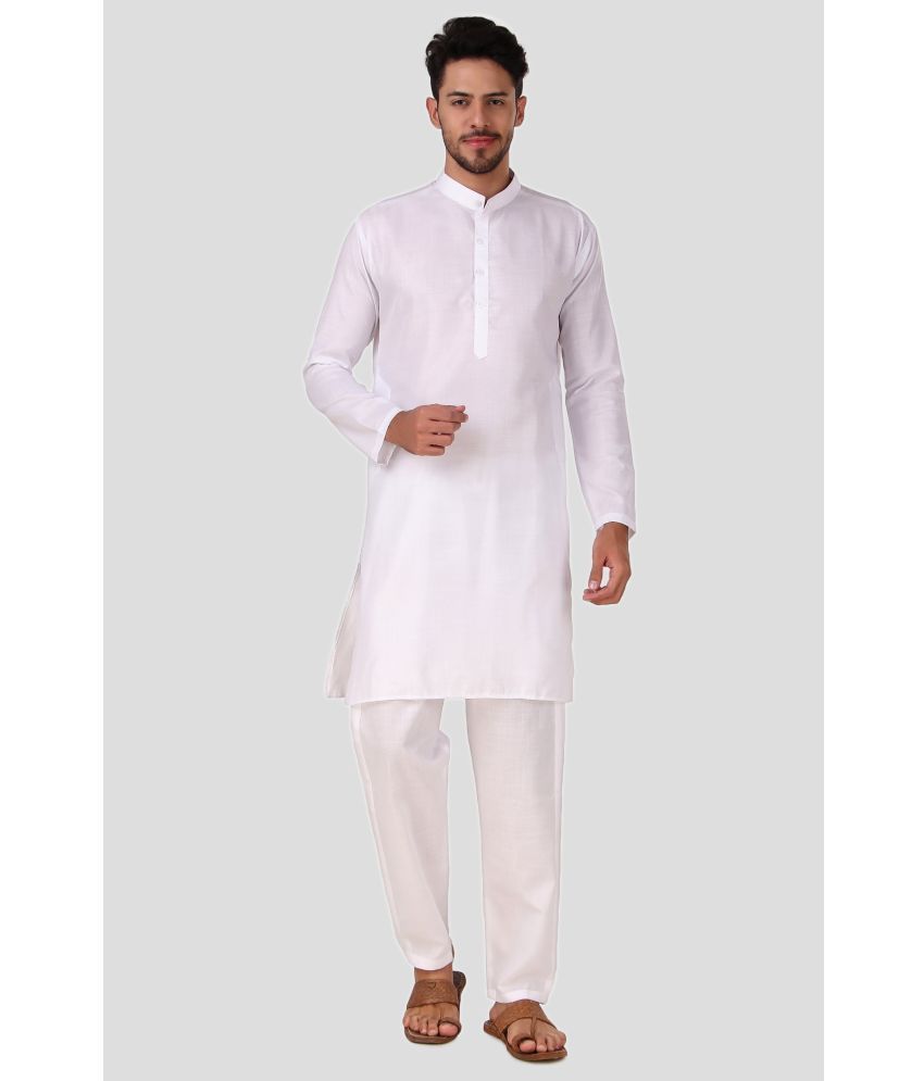     			Preen White Cotton Blend Regular Fit Men's Kurta Pyjama Set ( Pack of 1 )