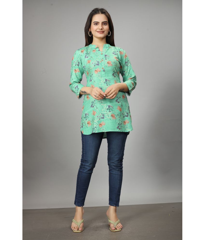     			SARRAS Viscose Printed Straight Women's Kurti - Green ( Pack of 1 )