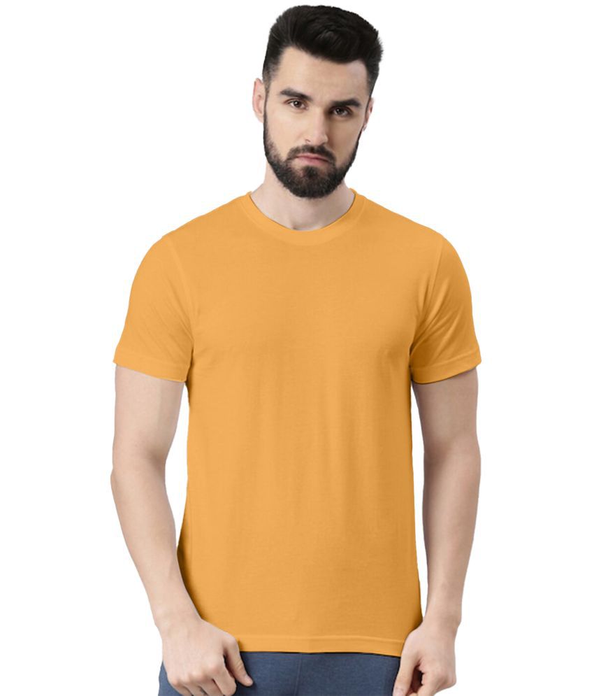     			Veirdo 100% Cotton Regular Fit Solid Half Sleeves Men's T-Shirt - Mustard ( Pack of 1 )