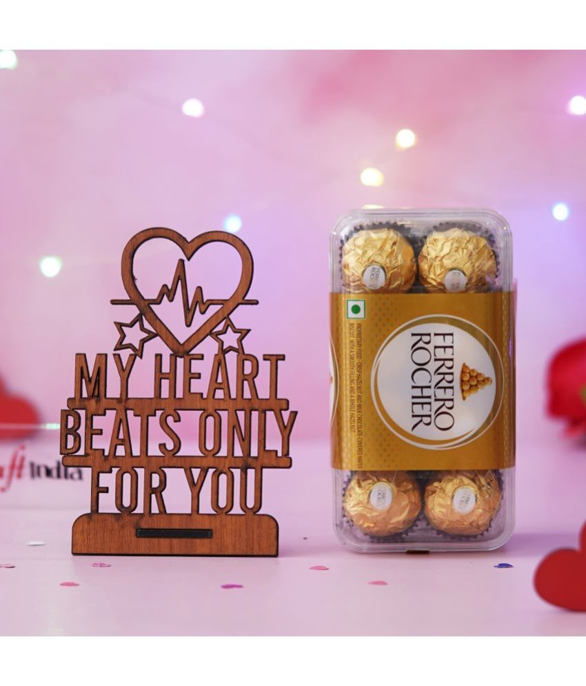     			eCraftIndia My Heart Beats Only For You Showpiece & Ferrero Rocher Chocolates-400gm