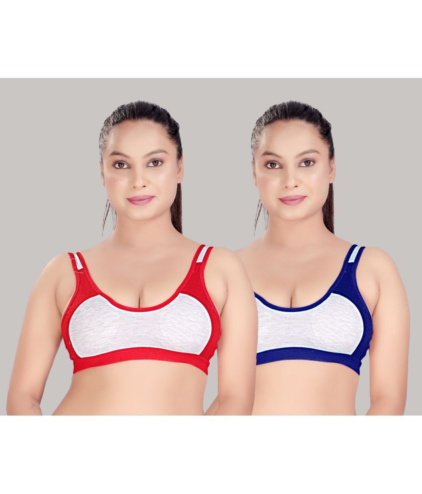     			haya fashion Pack of 2 Cotton Non Padded Women's Everyday Bra ( Multicolor )