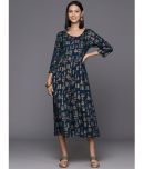 Varanga Viscose Printed Midi Women's A-line Dress - Navy Blue ( Pack of 1 )