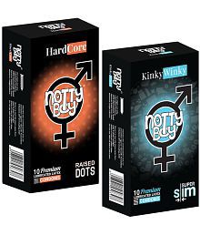 NottyBoy Raised Dots and Ultra Thin Condom - 20 Units