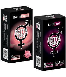 NottyBoy Ultra Ribbed and Extra Thin Bubblegum Flavored Condom - 20 Units