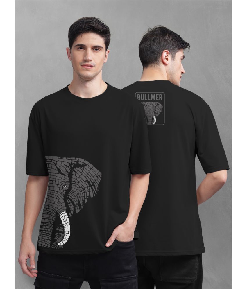     			BULLMER Cotton Blend Oversized Fit Printed Half Sleeves Men's T-Shirt - Black ( Pack of 1 )