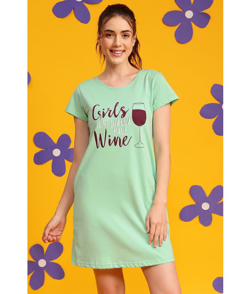     			Clovia Green Cotton Women's Nightwear T-shirt ( Pack of 1 )
