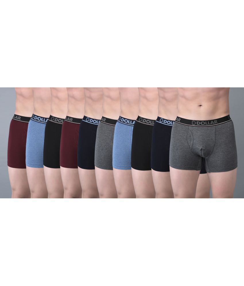     			Pack of 10 Dollar Bigboss Assorted Solid Cotton Blend Men Trunk