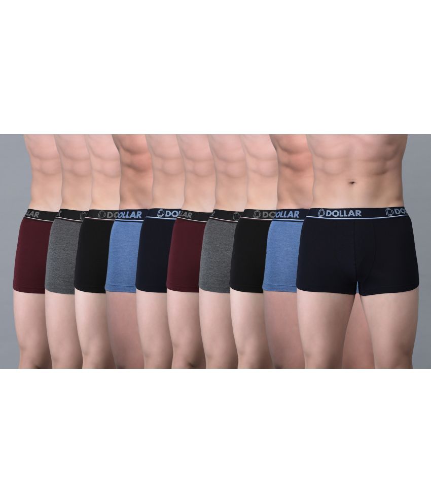     			Pack of 10 Dollar Bigboss Assorted Solid Cotton Blend Men Trunk