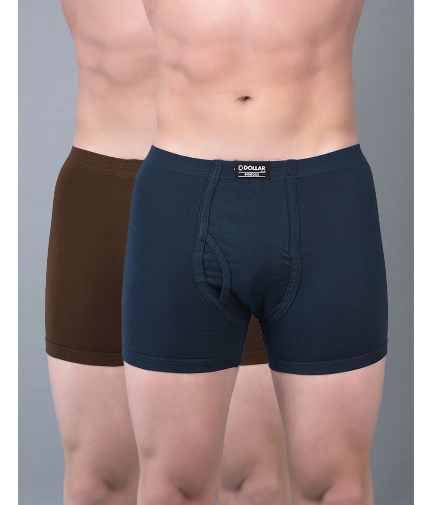     			Pack of 2 Dollar Bigboss Assorted Solid Cotton Blend Men Trunk