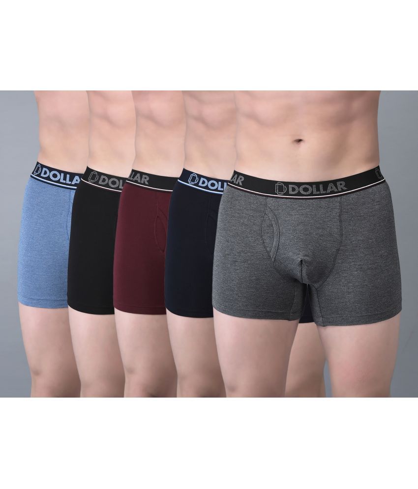     			Pack of 5 Dollar Bigboss Assorted Solid Cotton Blend Men Trunk