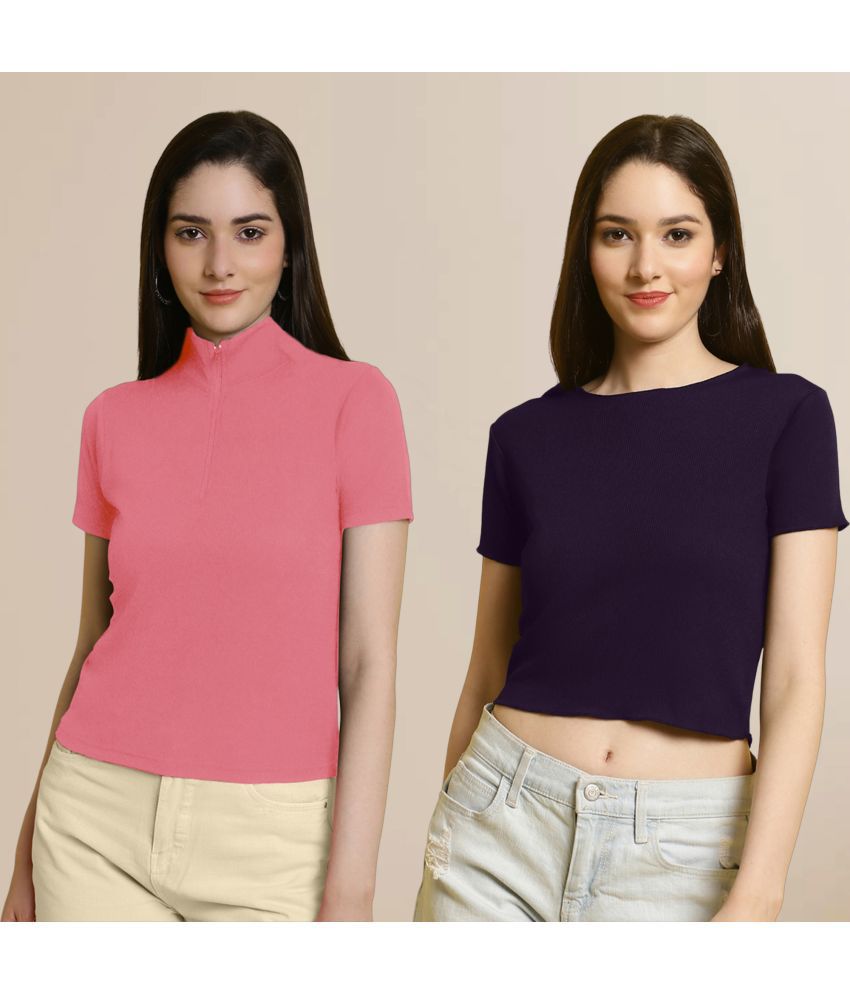     			Fabflee Multi Color Polyester Women's Crop Top ( Pack of 2 )