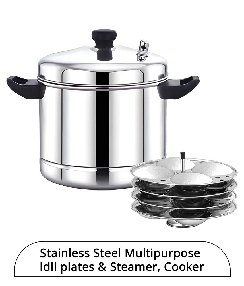     			HOMETALES Stainless Steel Idly Maker 4 Plates Compatible Gas Stove (idli, Dhokla and Pathra), Silver