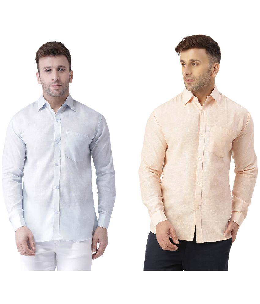     			KLOSET By RIAG 100% Cotton Regular Fit Solids Full Sleeves Men's Casual Shirt - Peach ( Pack of 2 )