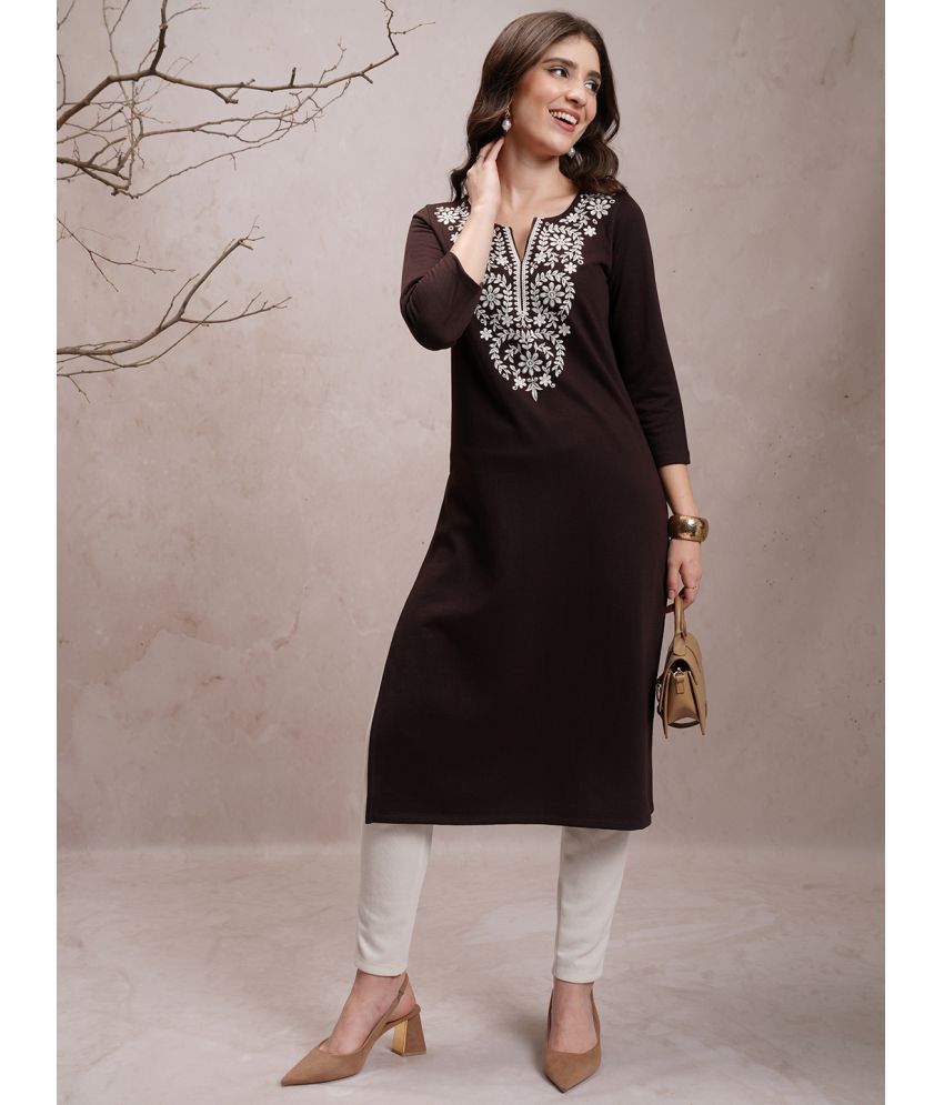     			Ketch Polyester Embroidered Straight Women's Kurti - Charcoal ( Pack of 1 )