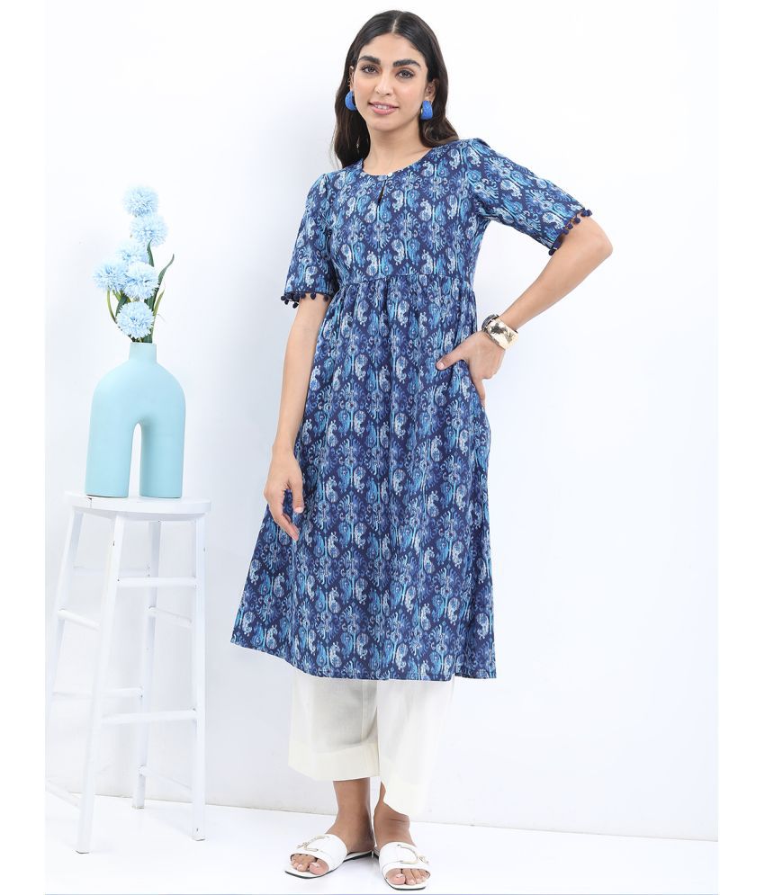     			Ketch Polyester Printed A-line Women's Kurti - Navy Blue ( Pack of 1 )