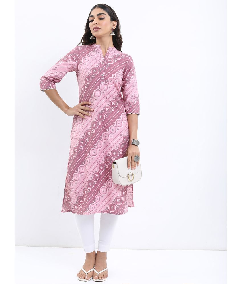     			Ketch Polyester Printed Straight Women's Kurti - Pink ( Pack of 1 )