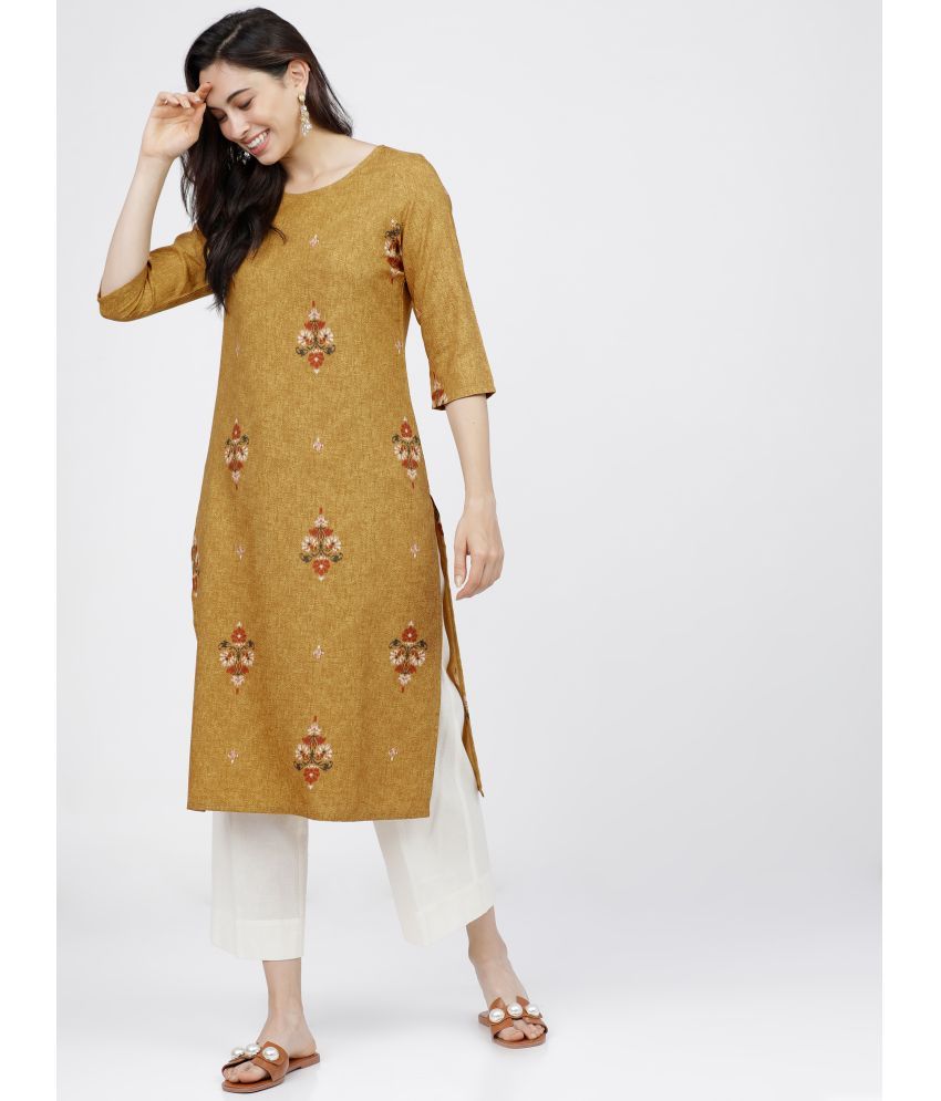     			Ketch Polyester Printed Straight Women's Kurti - Brown ( Pack of 1 )