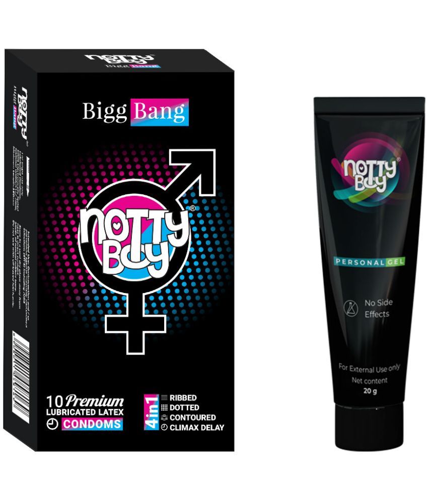     			NottyBoy Delay Gel 20gm and Big Bang 4IN1 Dotted & Ribbed Extra Time  Condom - Pack of 2