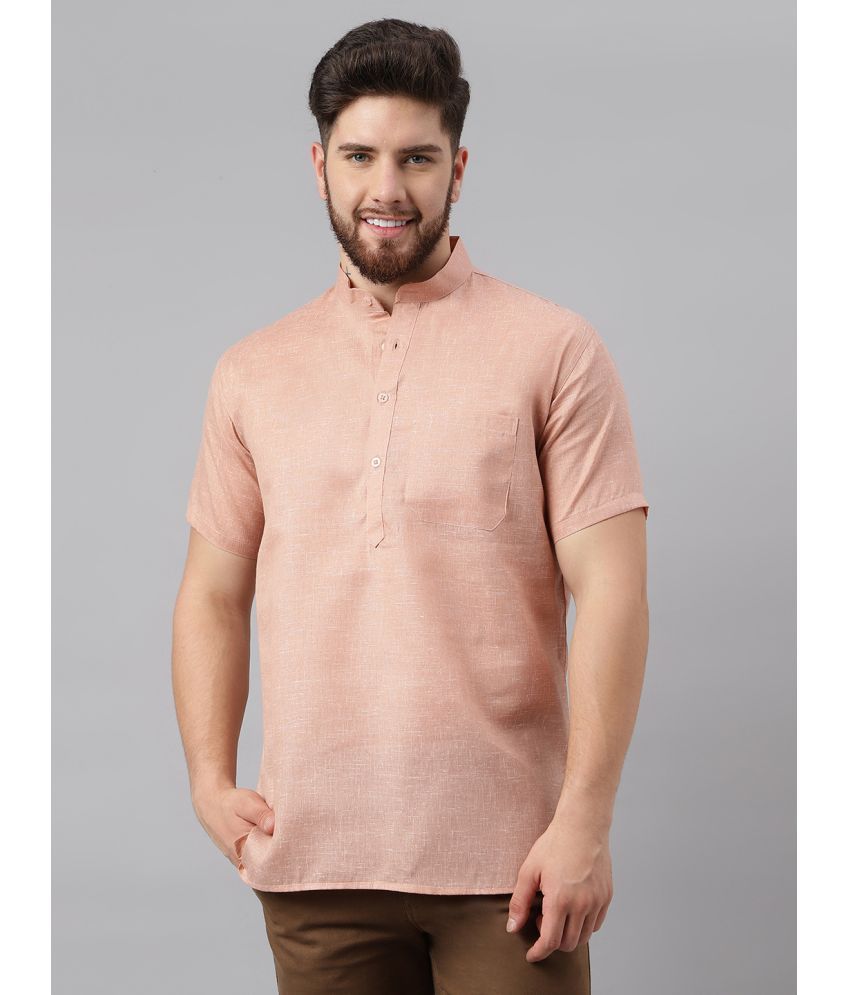     			RIAG Beige Cotton Men's Shirt Style Kurta ( Pack of 1 )