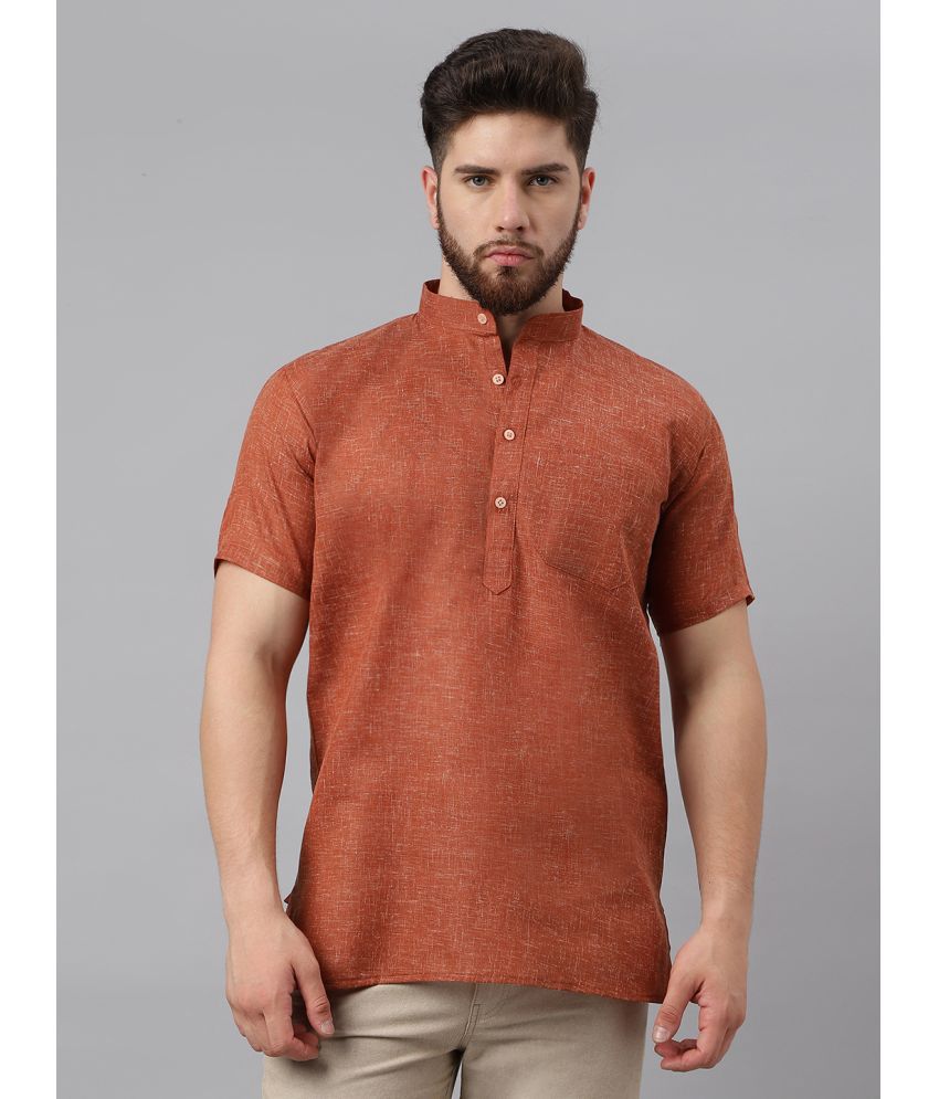     			RIAG Brown Cotton Men's Shirt Style Kurta ( Pack of 1 )