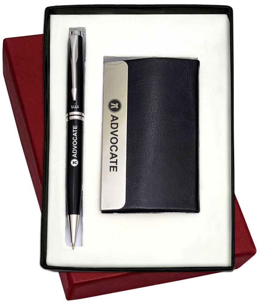     			UJJi Advocate Gifts Black Body Pen and ATM Card Holder