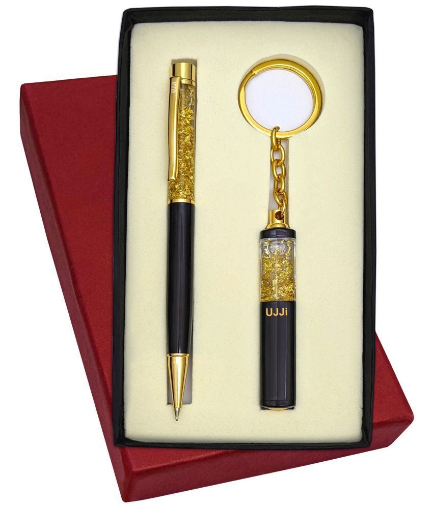     			UJJi Golden Gel Filled Brass Body Ball Pen & Gel Filled Keychain