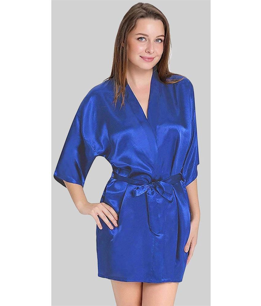     			ZYPRENT Blue Satin Women's Nightwear Robes ( Pack of 1 )