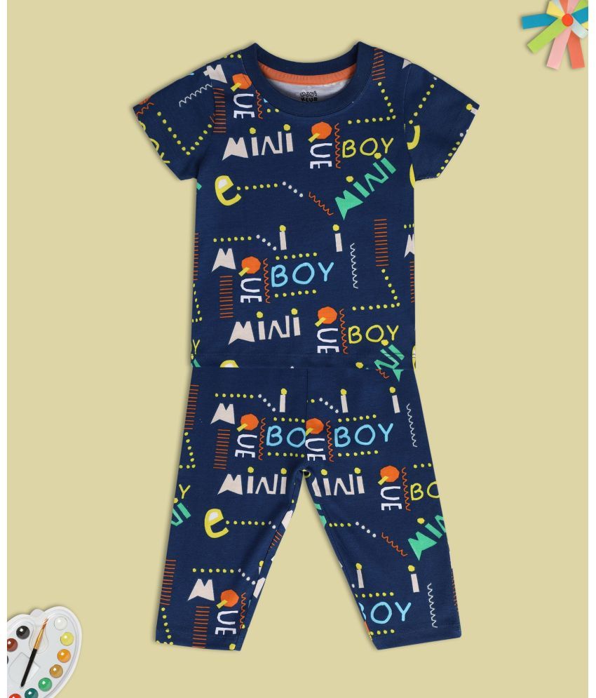     			miniklub Blue Cotton Baby Boy T-Shirt & Trouser ( Pack of 2 )