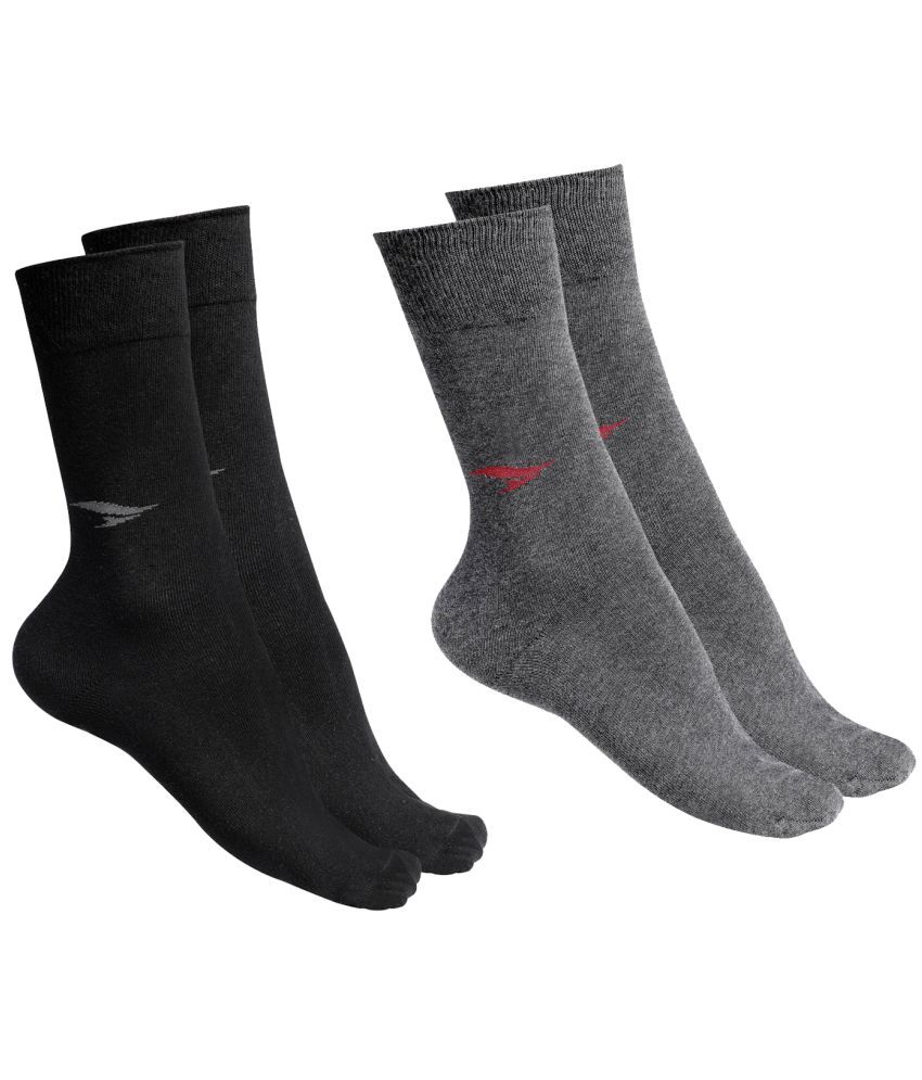     			ASIAN Cotton Men's Printed Black Mid Length Socks ( Pack of 2 )