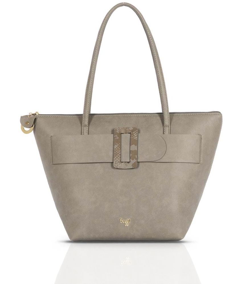     			Baggit Beige Faux Leather Tote Bag