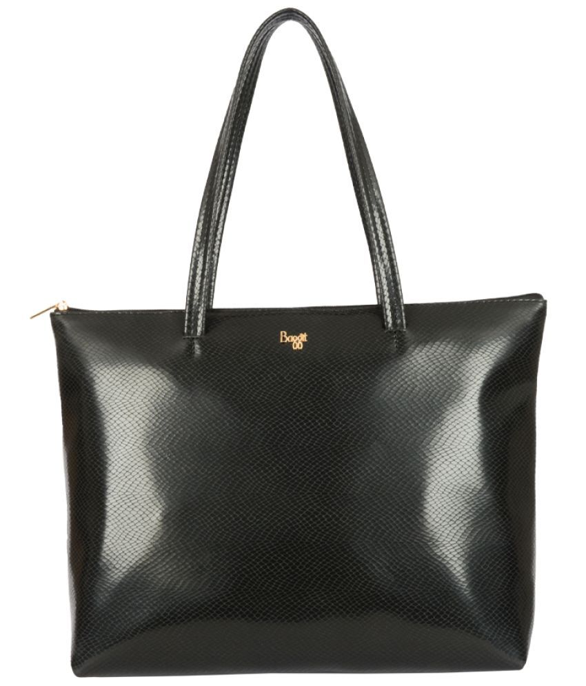     			Baggit Black Faux Leather Tote Bag