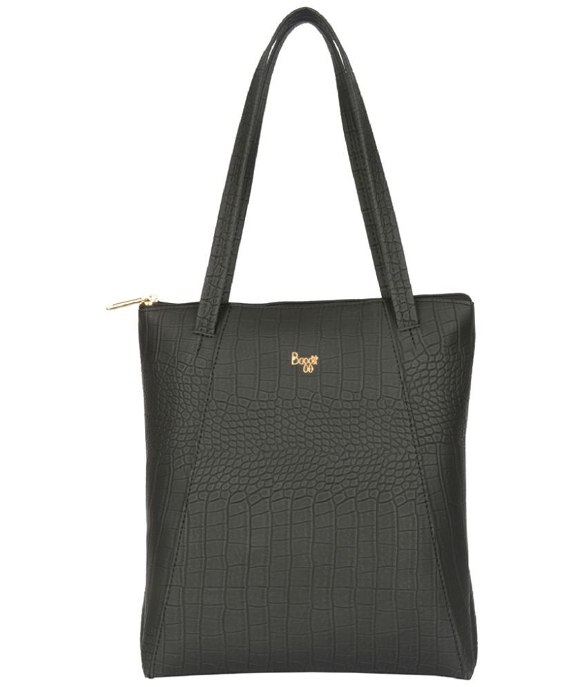     			Baggit Black Faux Leather Tote Bag