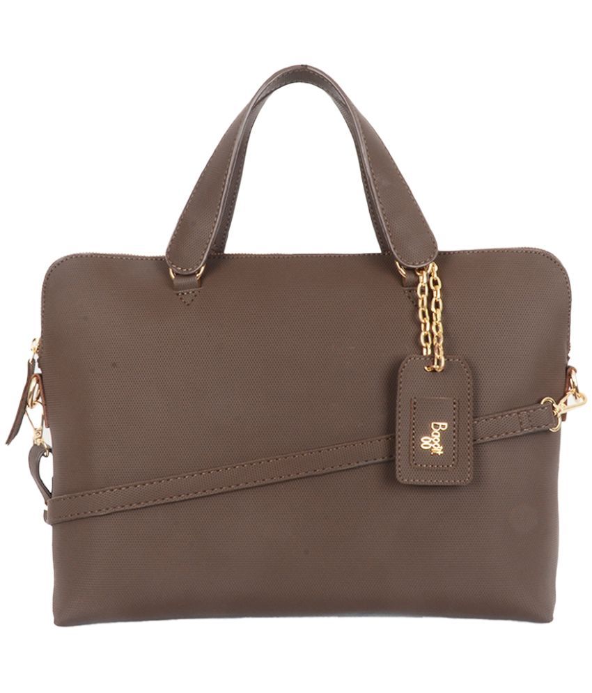     			Baggit Brown Faux Leather Satchel Bag