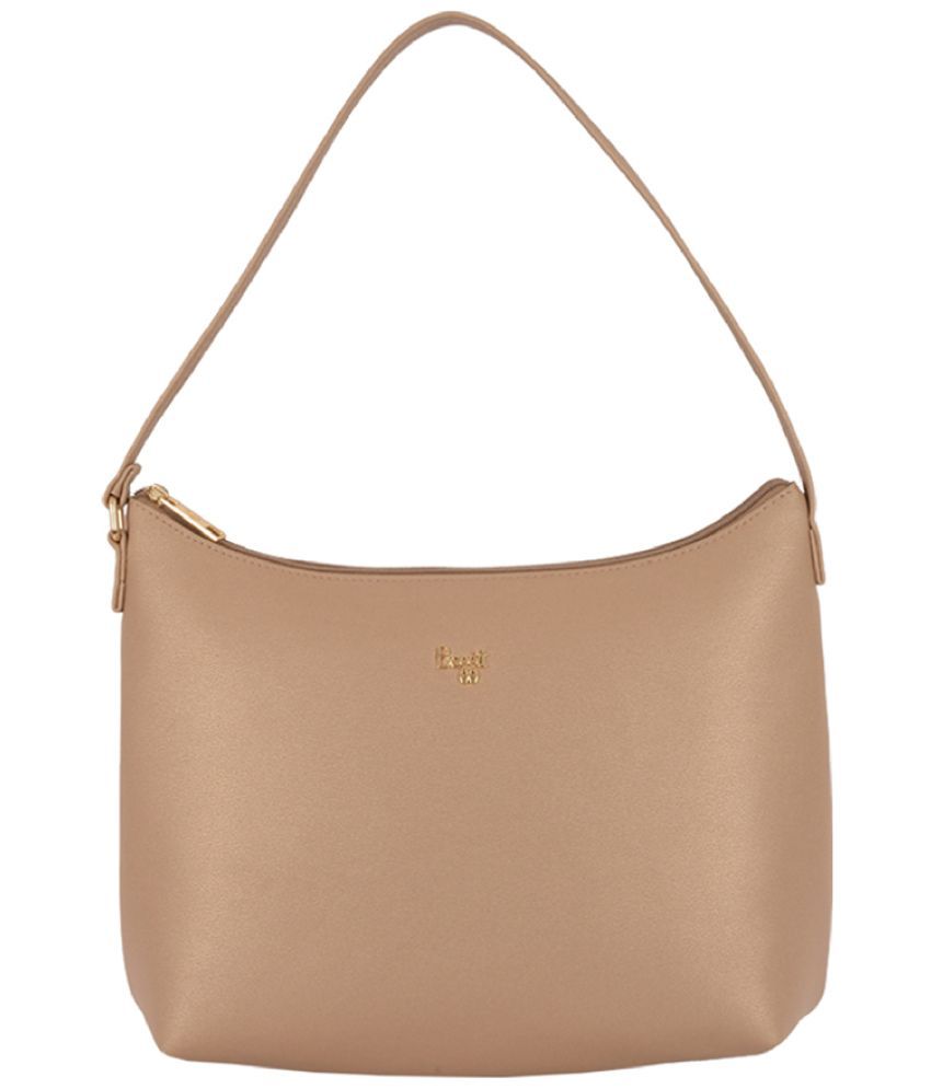     			Baggit Gold Faux Leather Hobo Bag