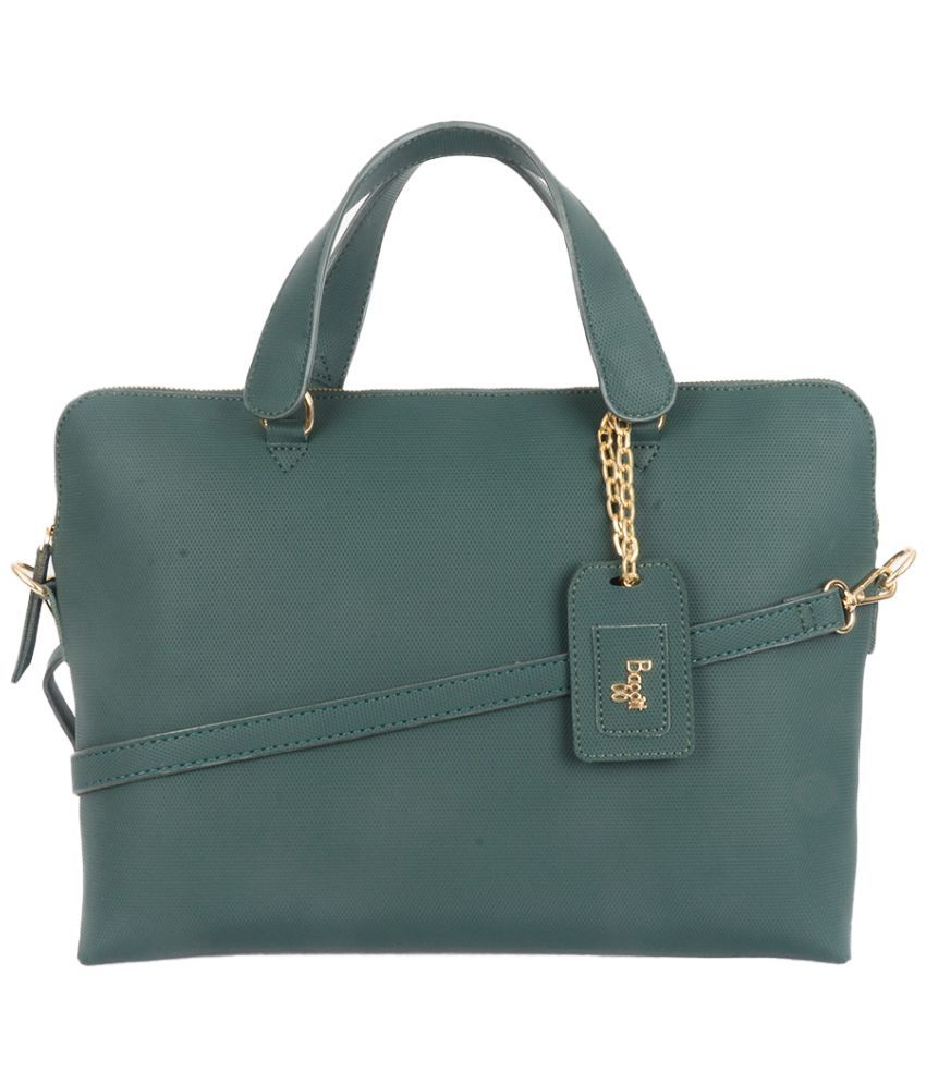     			Baggit Green Faux Leather Satchel Bag